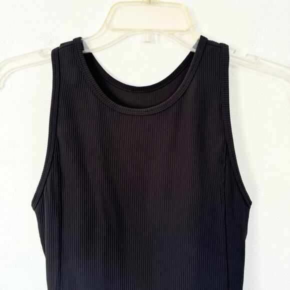 Lululemon Brunch And Back Ribbed Bodycon Open Back Midi Dress Black 4 Athleisure - Picture 8 of 14